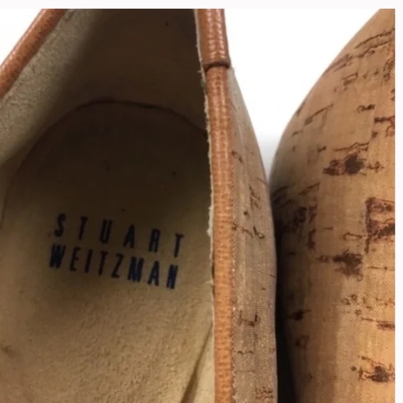 Designer Stuart Weizman Stringin Shimmer Beige Cork Ballet Flats 8.5 - Picture 6 of 10